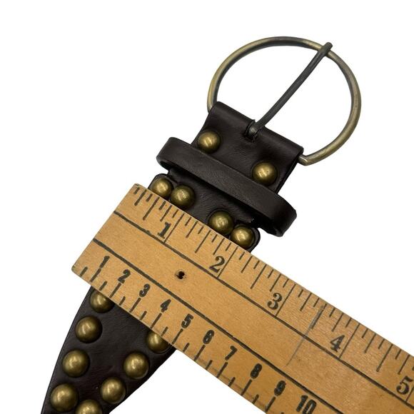 RARE women\'s leather belt - Studded brown Leather - SIZE S/M Small Medium main image 8
